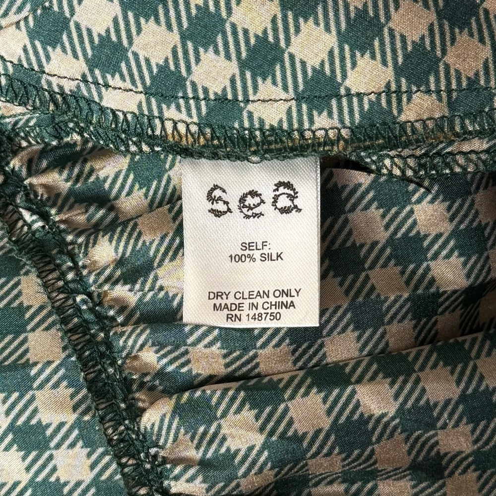 SEA NEW YORK Silk Gingham Plaid Long Sleeve Tie Neck Ruffle Hem Prairie Dress S - Picture 5 of 5